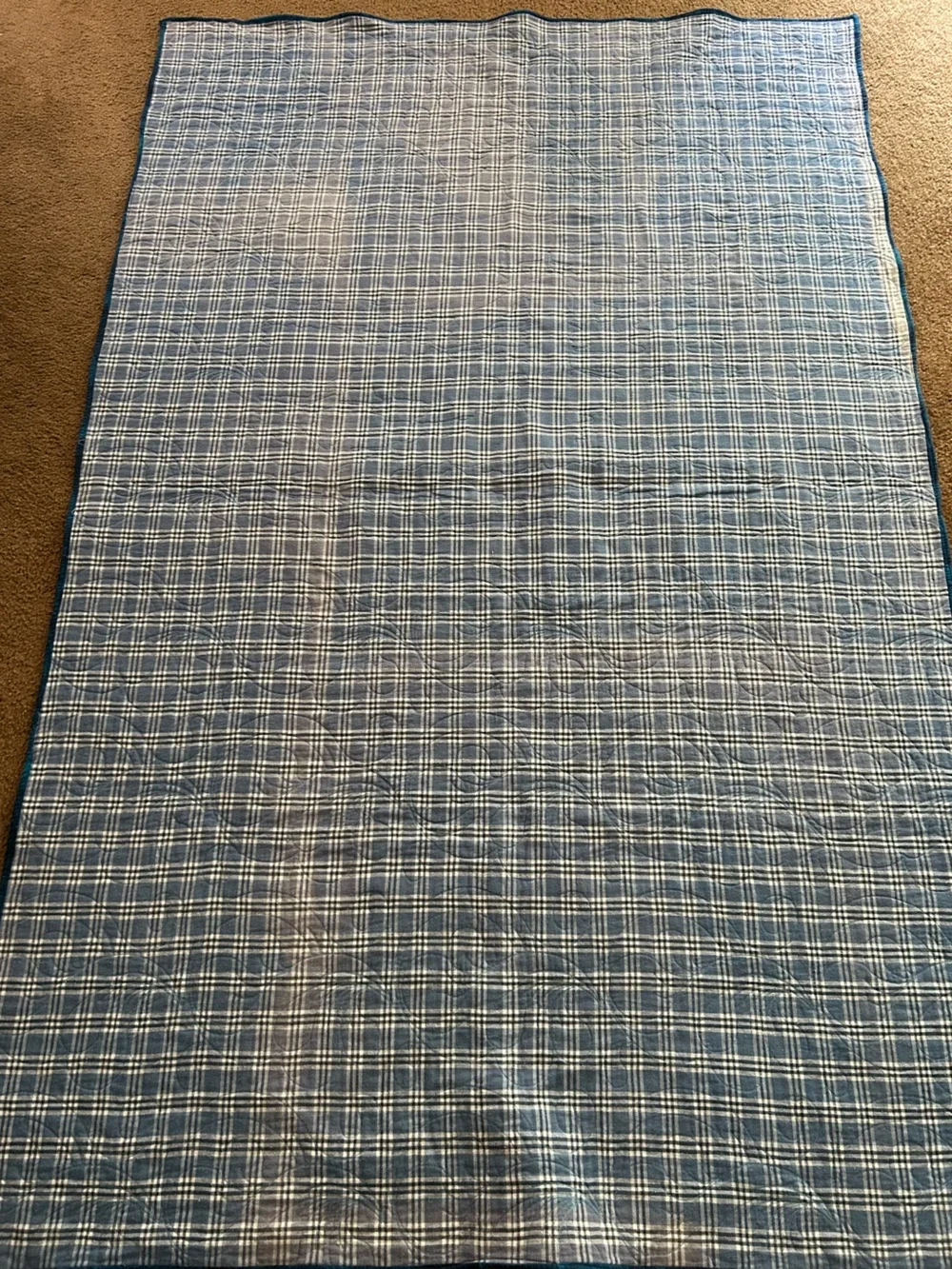 Nautical Coastal Lighthouse Patchwork Quilt-Beautiful swirl quilting. Cottage.